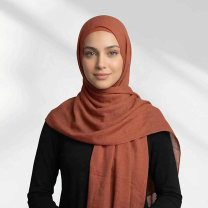 Brick Modal Hijab with Inner Cap Sets by Wazi Empire