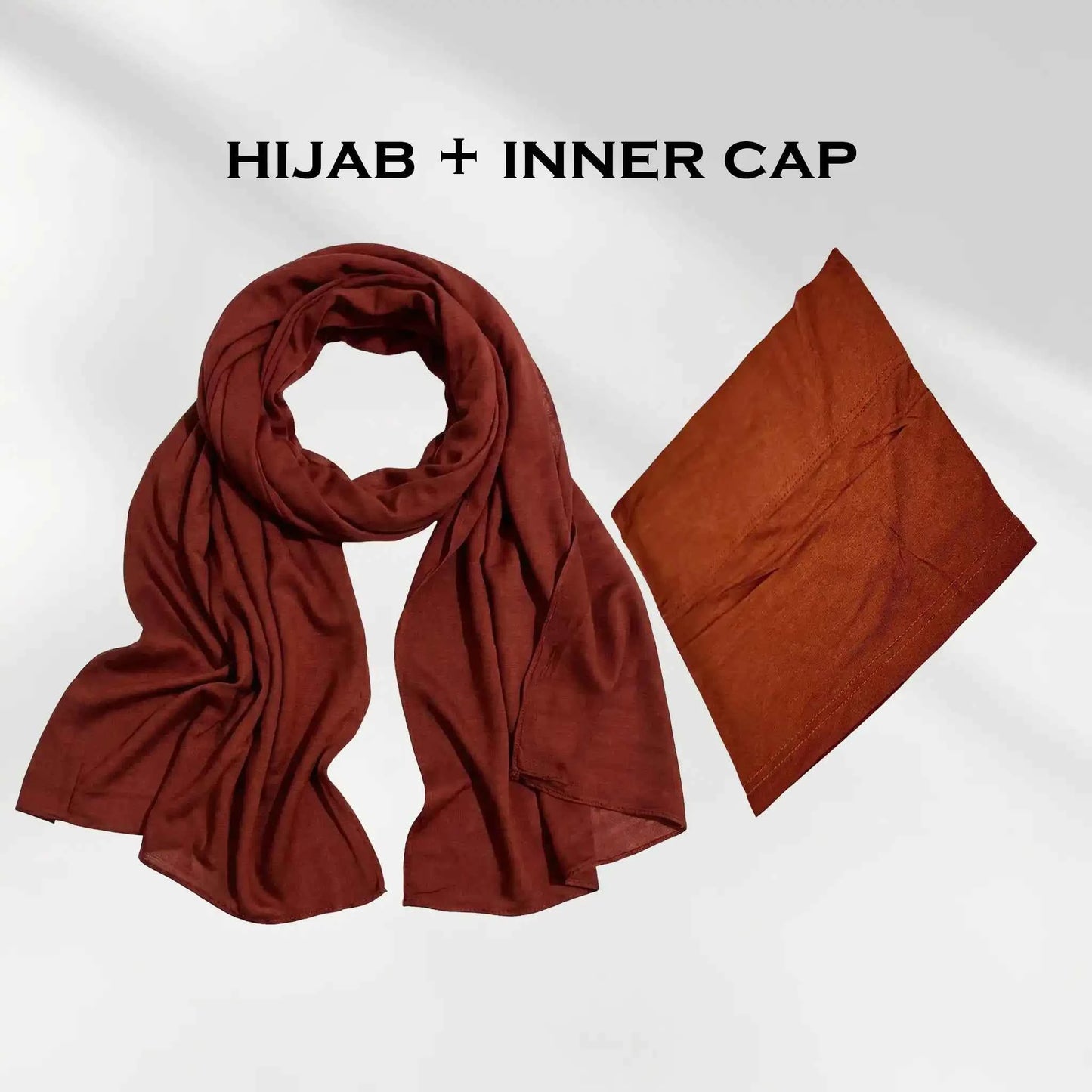 Brick Modal Hijab with Inner Cap Sets from Wazi Empire