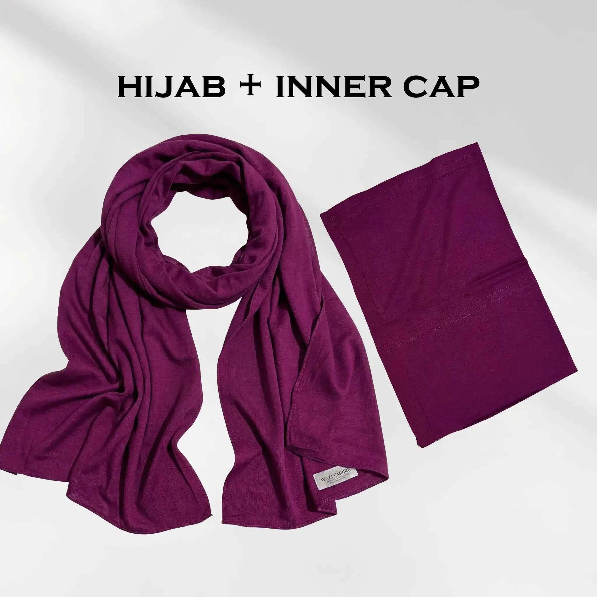 Burgundy Modal Hijab with Inner Cap by Wazi Empire