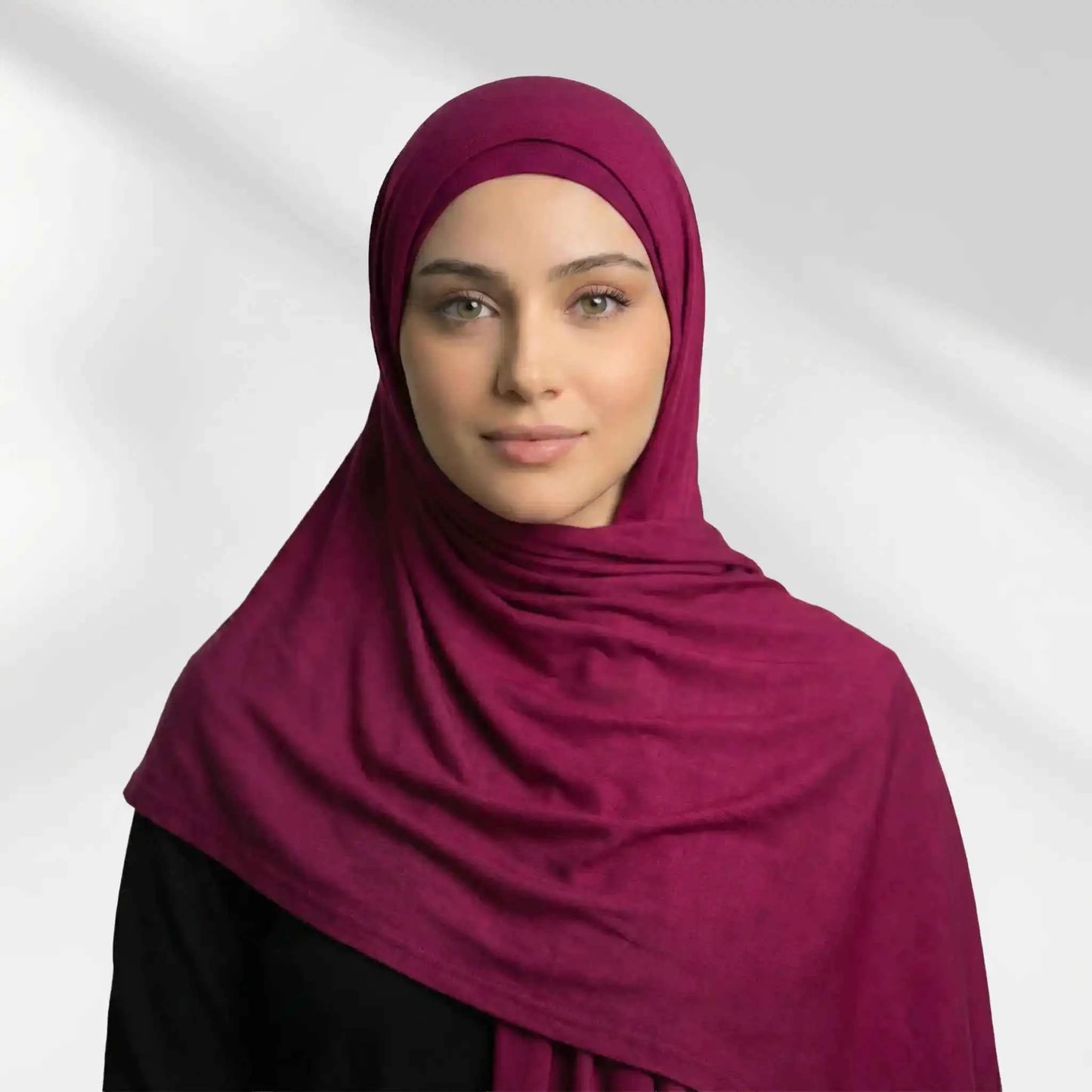 Maroon Modal Hijab with Inner Cap by Wazi Empire