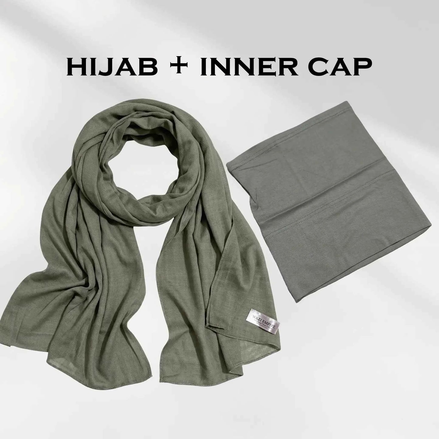 Muted Green Modal Hijab with Inner Cap by Wazi Empire