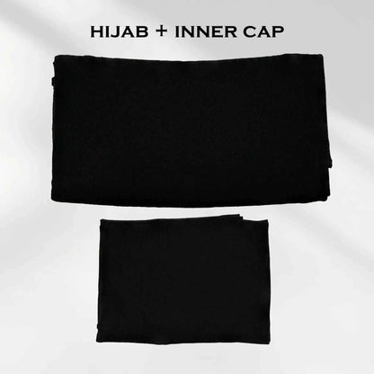 Stretchy Black Jersey hijab with Inner Cap from Wazi Empire