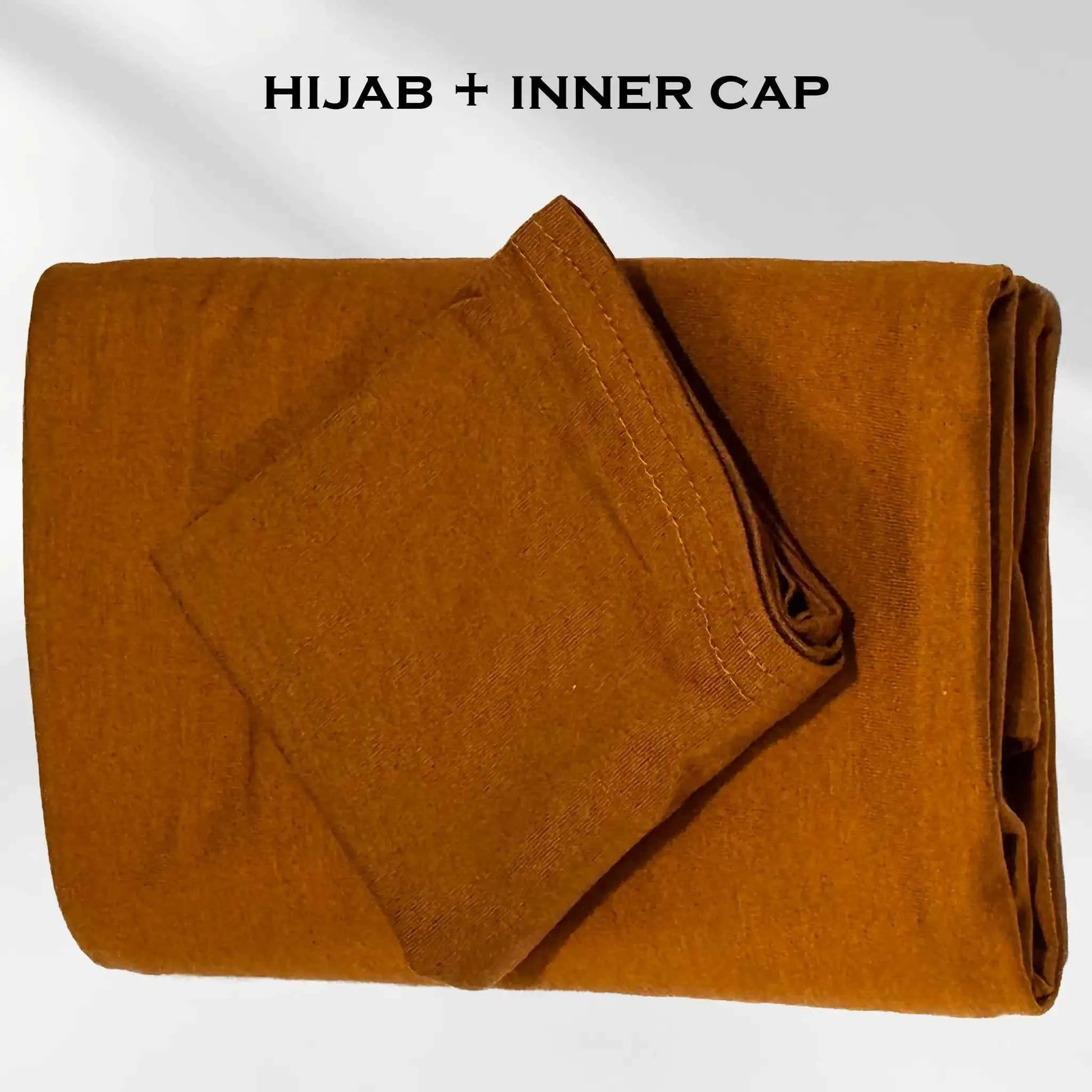 Stretchy Golden Jersey Hijab with Inner Cap Set by Wazi Empire