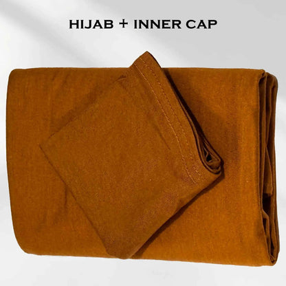 Stretchy Golden Jersey Hijab with Inner Cap Set by Wazi Empire