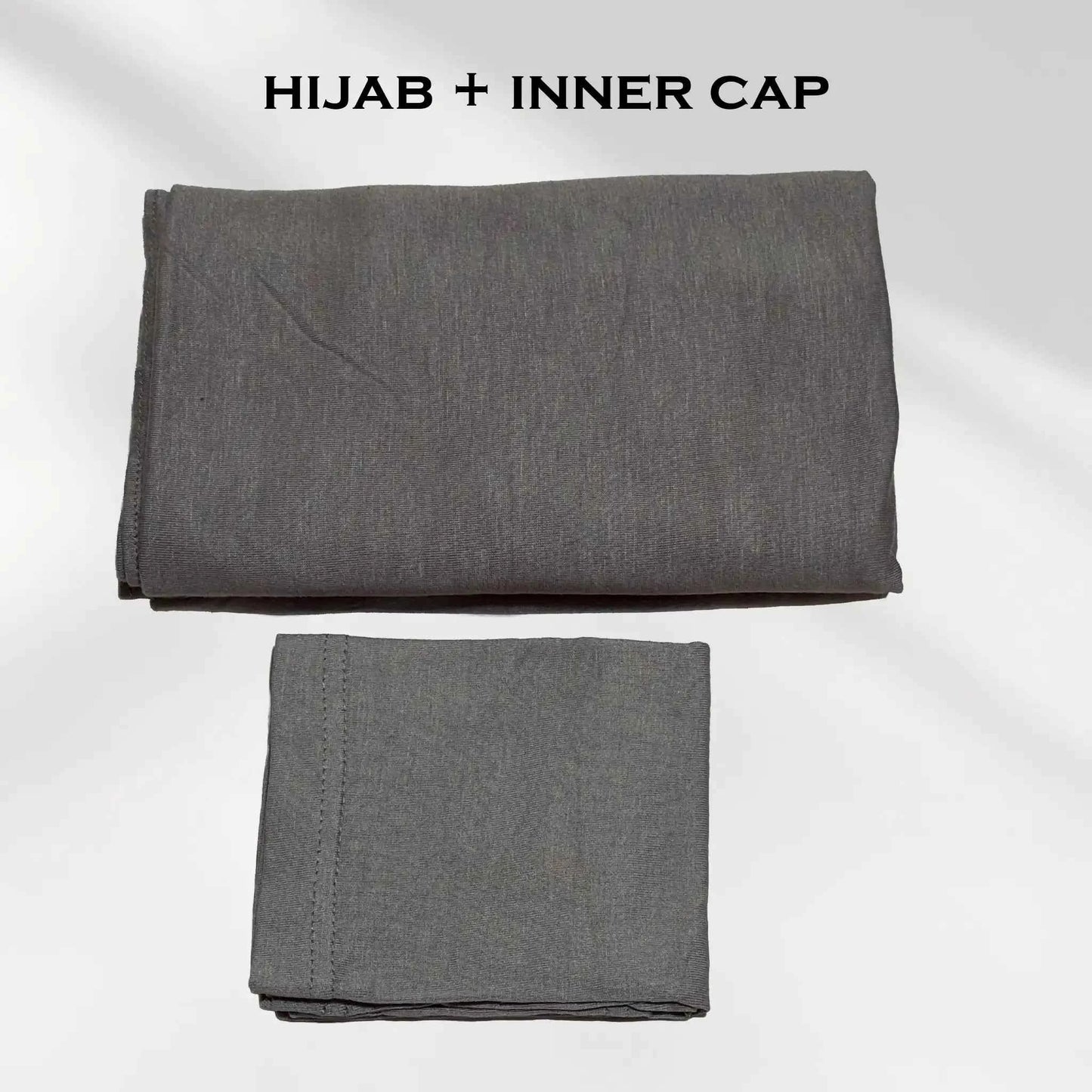 Stretchy Gray Jersey Hijab with Inner Cap Set by Wazi Empire