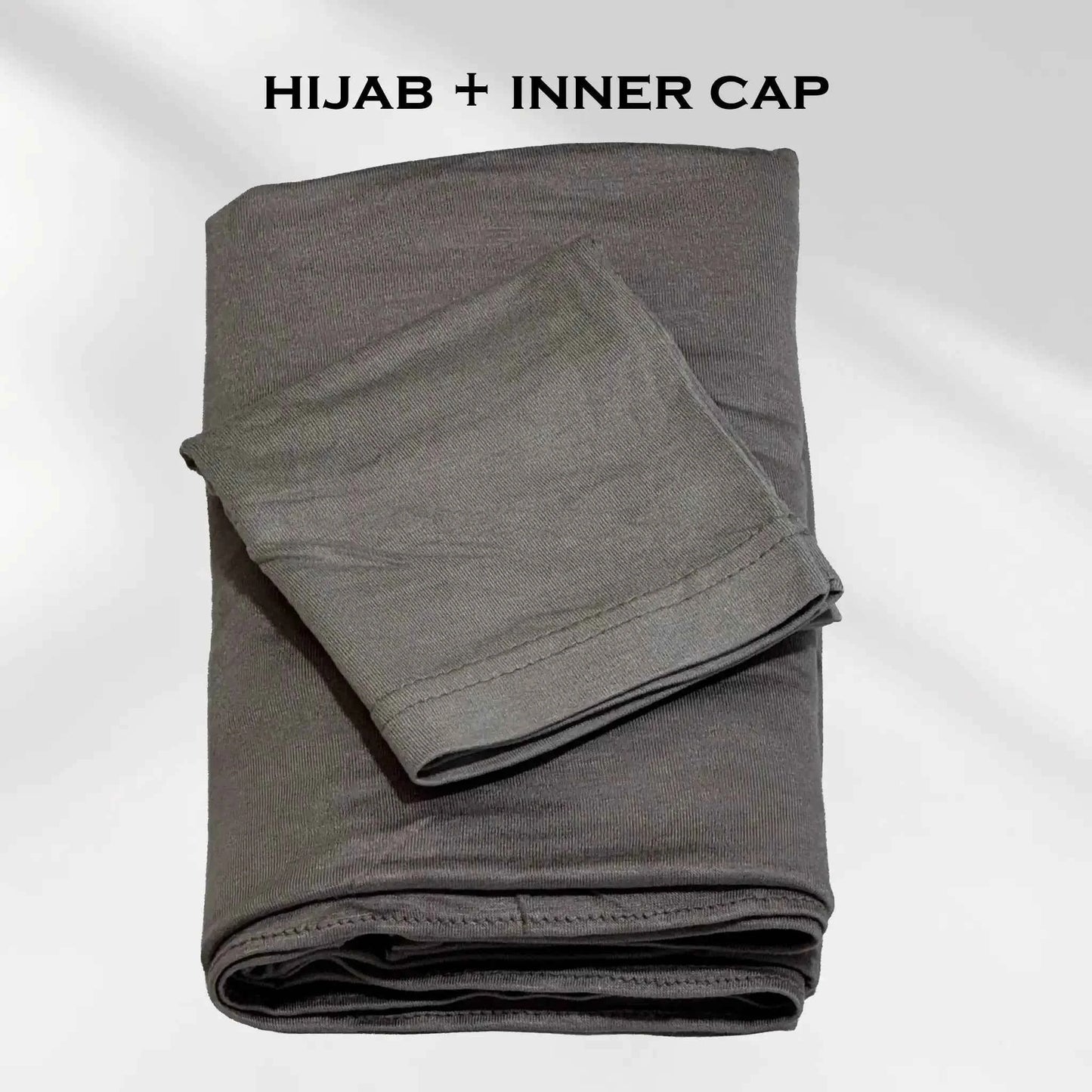 Stretchy Gray Jersey Hijab with Inner Cap Set from Wazi Empire
