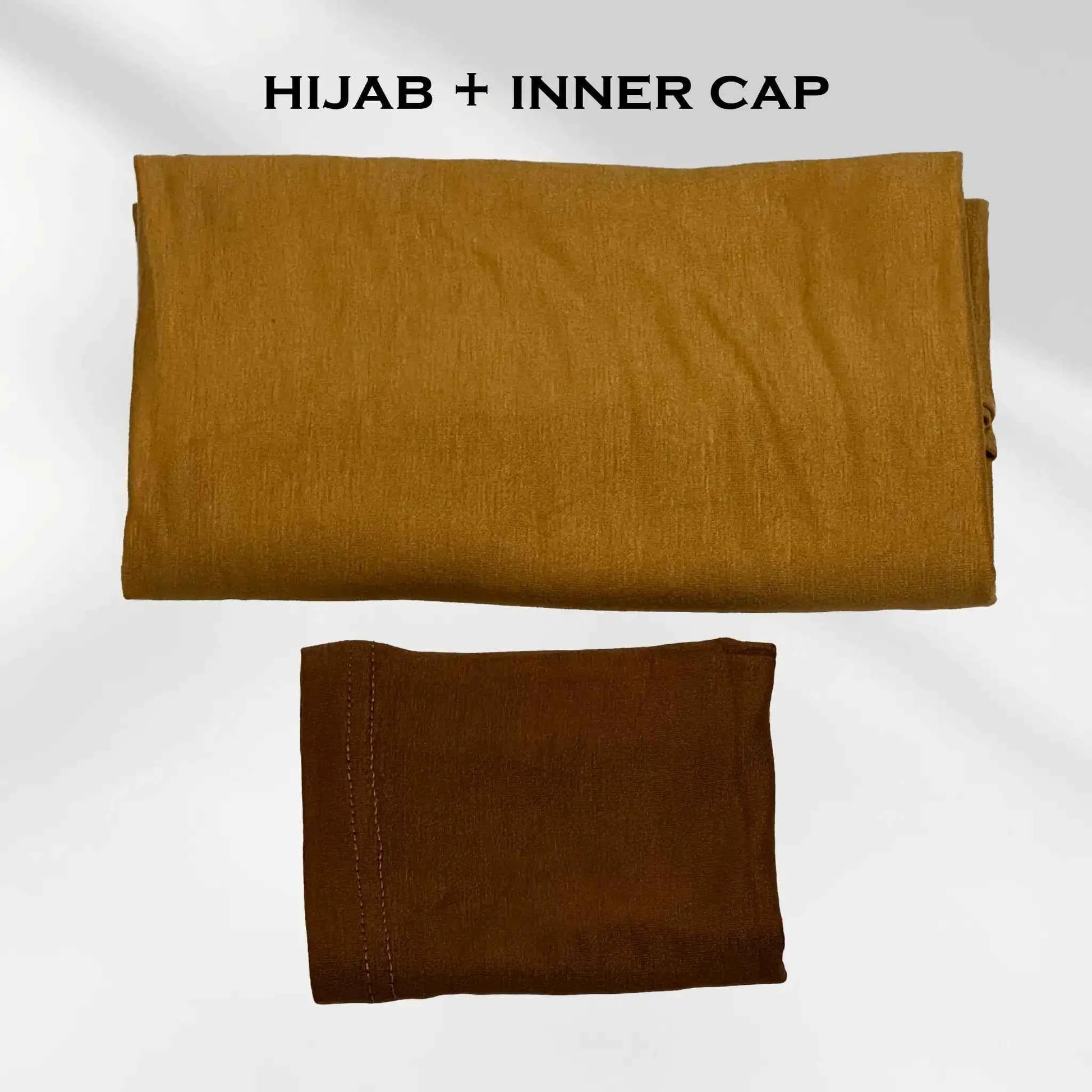 Stretchy Light Golden Jersey Hijab with Inner Cap from Wazi Empire