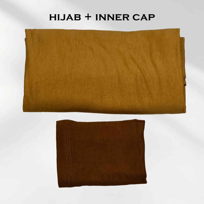 Stretchy Light Golden Jersey Hijab with Inner Cap from Wazi Empire