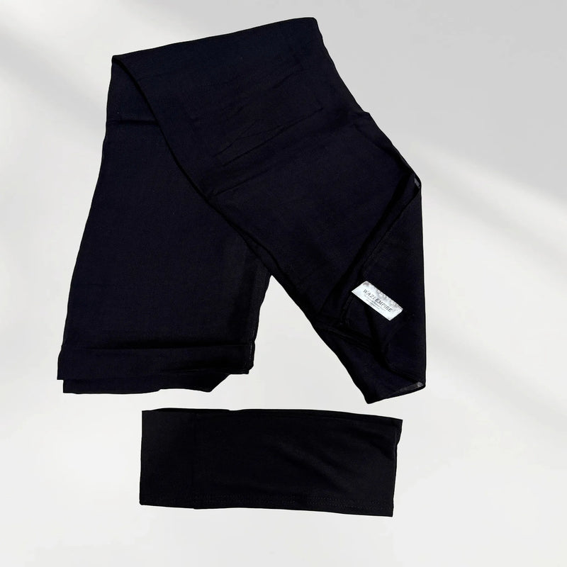 Wazi Empire Black Color Bamboo Modal Hijab and Inner Cap