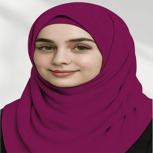 Wazi Empire Burgendy Color Bamboo Modal Hijab and Inner Cap with Model