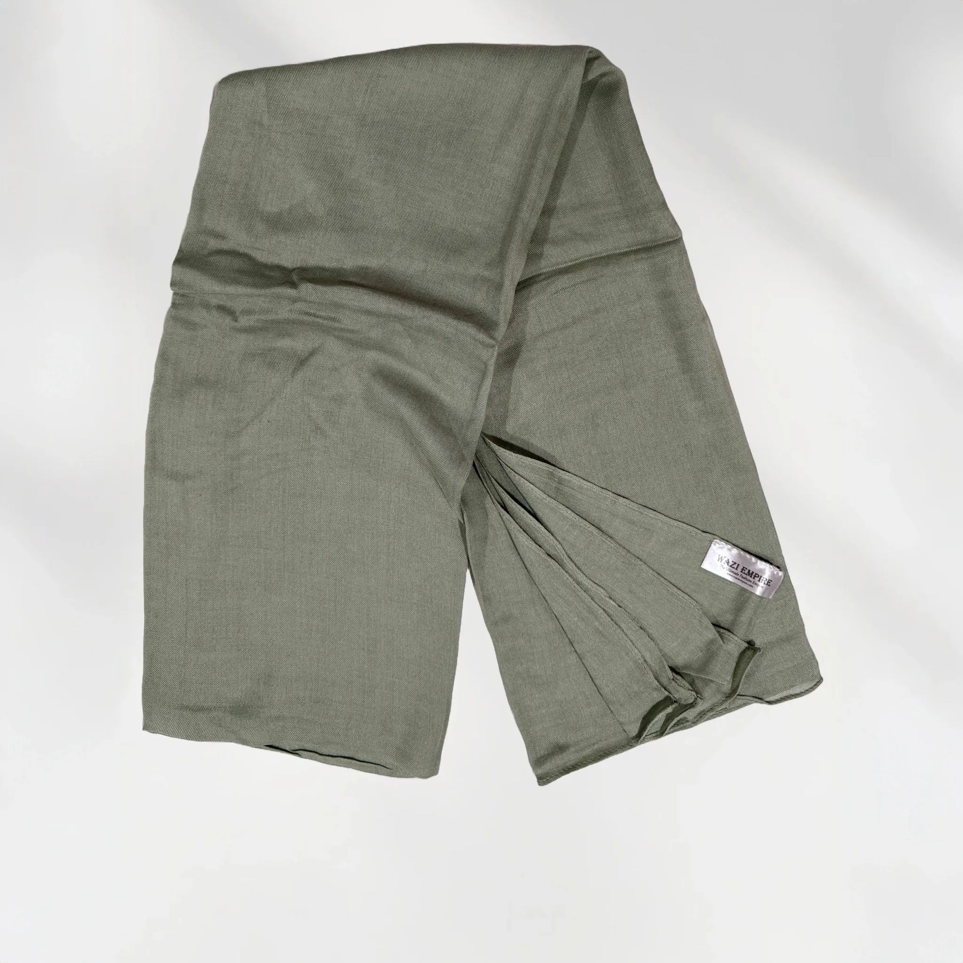 Wazi Empire Single Muted Green Color Bamboo Modal Hijab with Logo