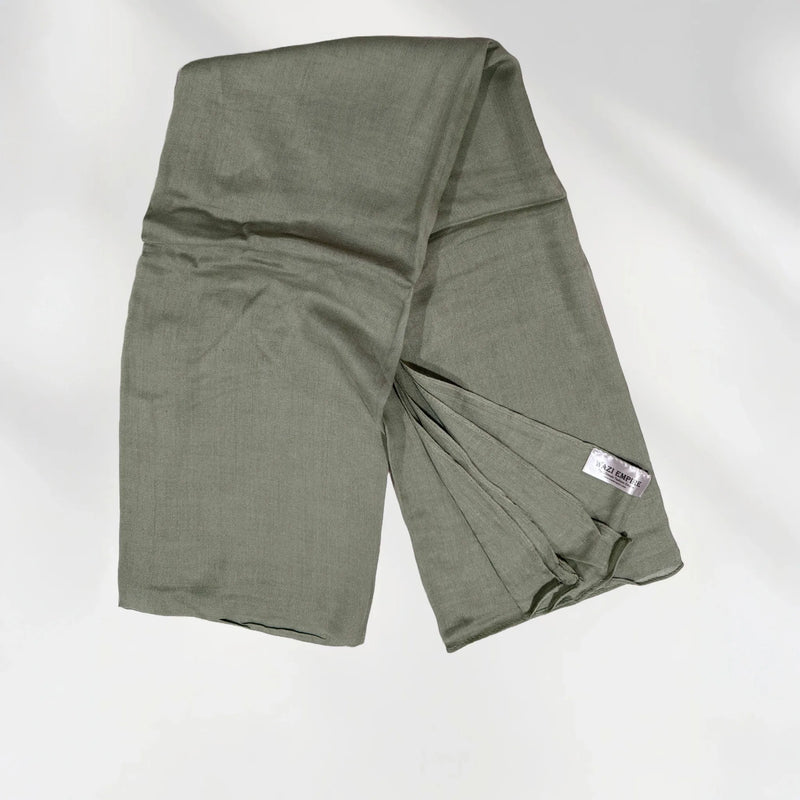 Wazi Empire Single Muted Green Color Bamboo Modal Hijab with Logo