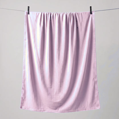 Full length light purple jersey hijab hanging on a line