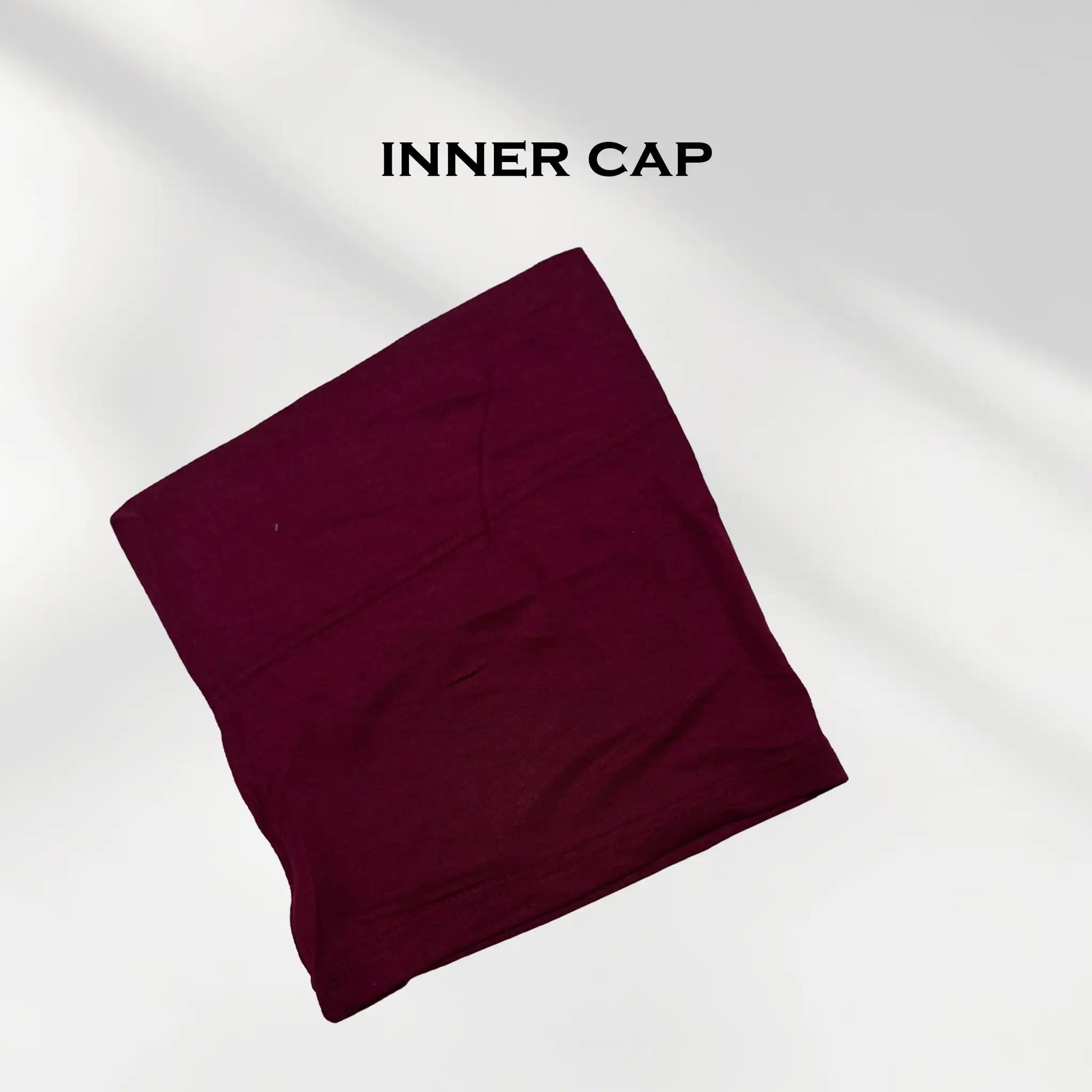 Maroon hijab undercap folded flat, burgundy hijab cap for modal hijab