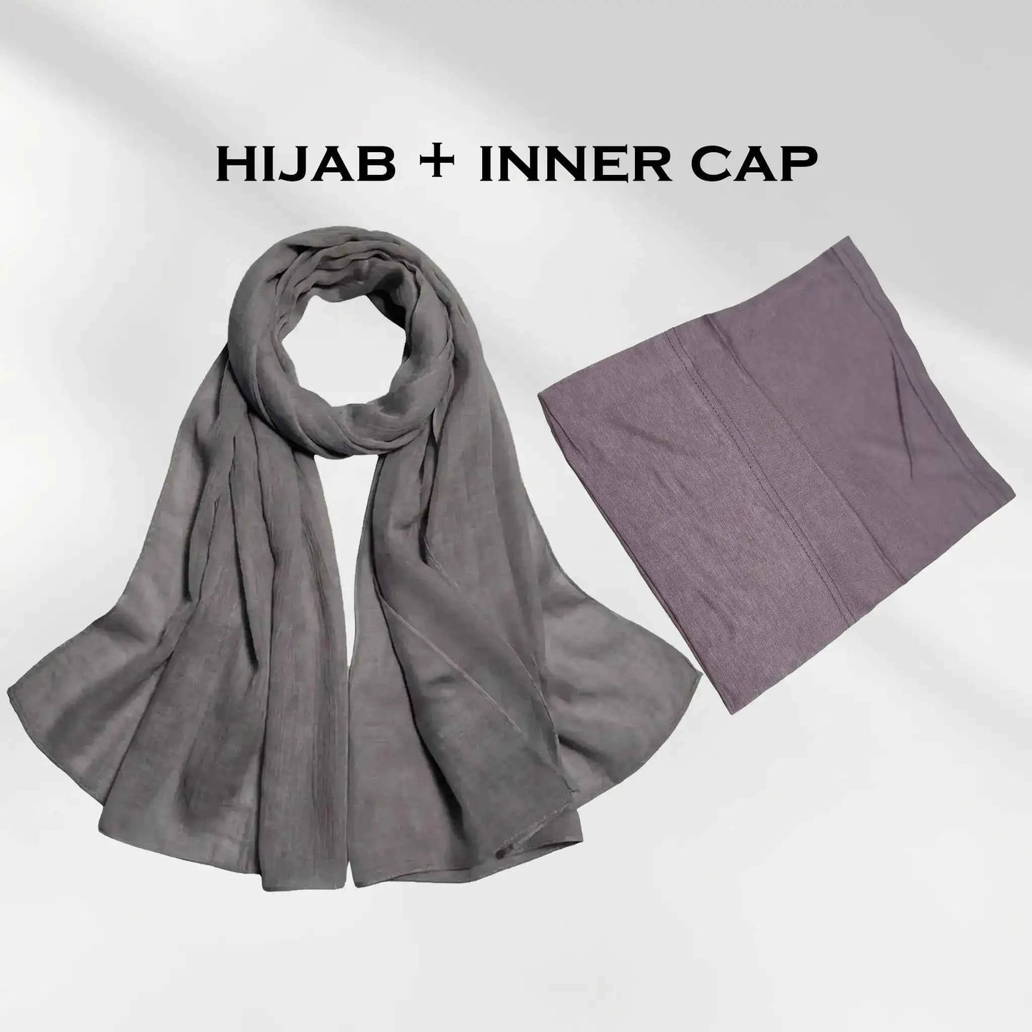 Mauve grey modal hijab and matching hijab undercap included together in one set