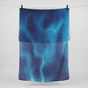 Full length blue ombre hijab in printed modal hanging on a line, cobalt fading to teal