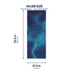Size guide for the Ocean Glow hijab, 70.9 by 27.6 inches