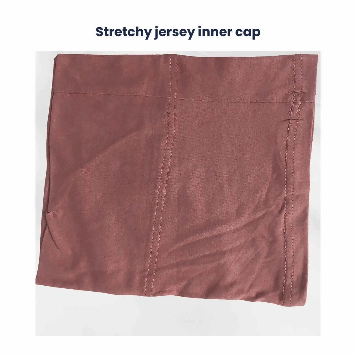 Stretchy jersey hijab cap in a coordinating pink shade, included free with the pink chiffon hijab