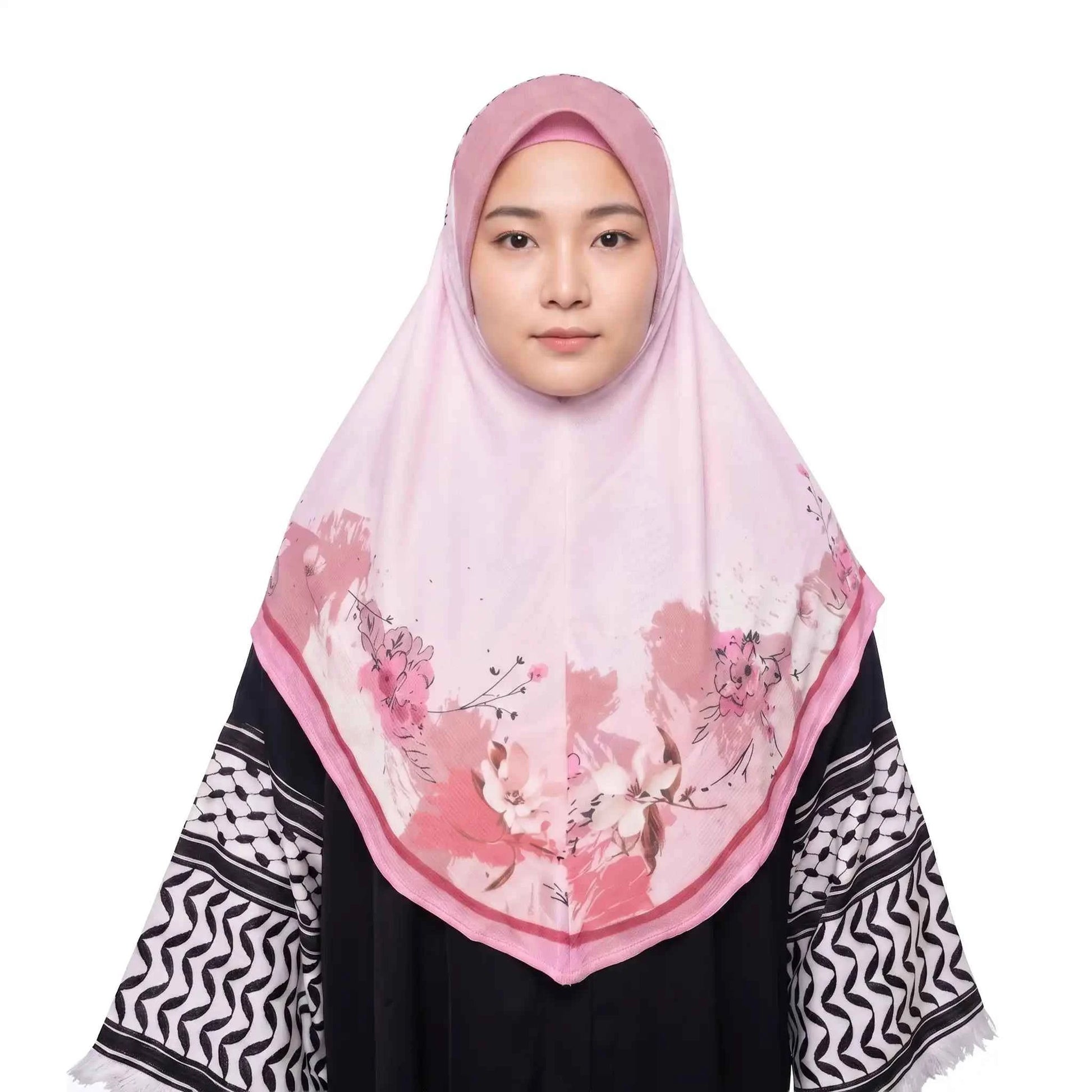 Floral Dream Instant Hijab - Blush Pink