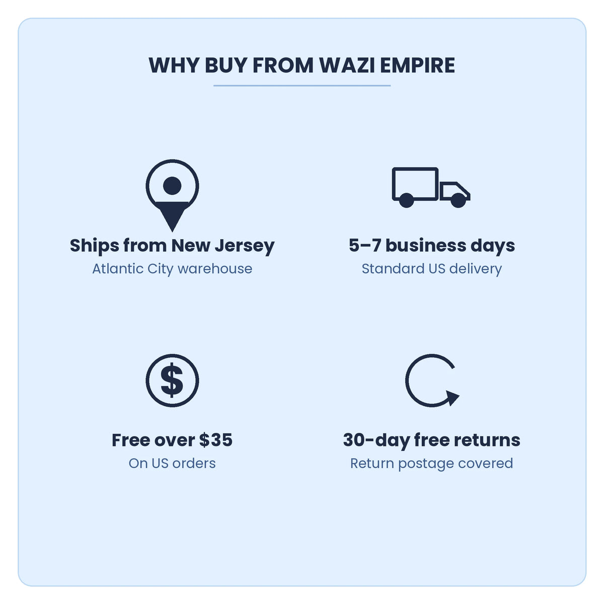 Wazi Empire hijab shipping and returns, free US shipping over $35